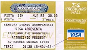 Ingresso - Echo and The Bunnymen